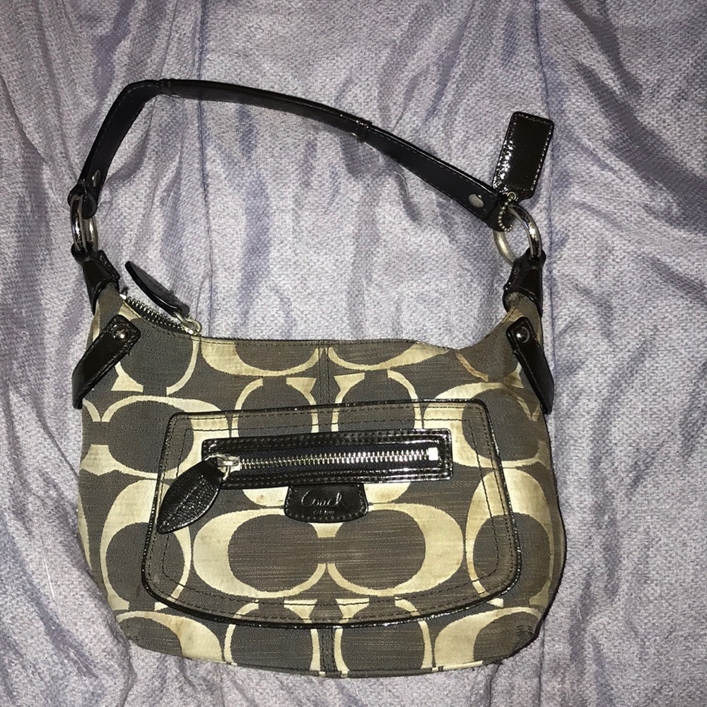 Coach Grey and white signature mini